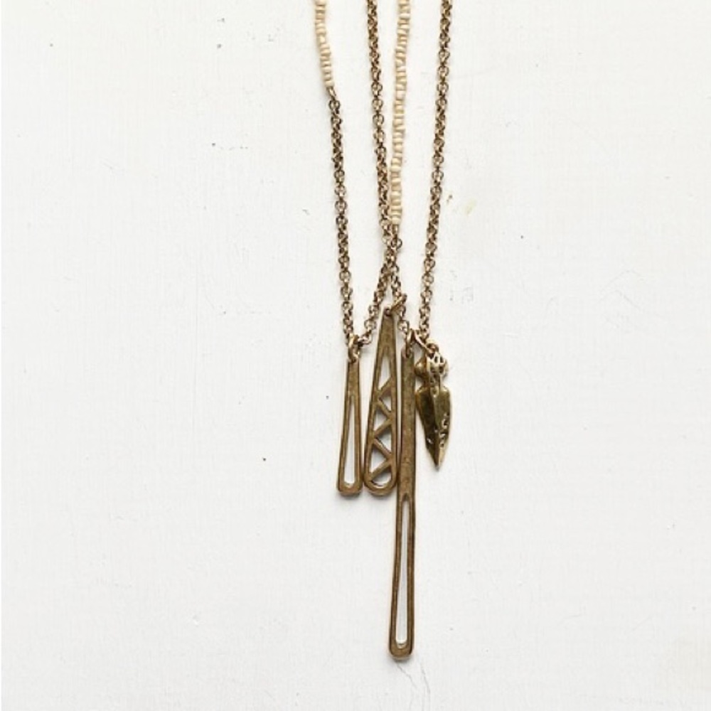 Lucky Brand Pink + Brass Multi Charm Necklace